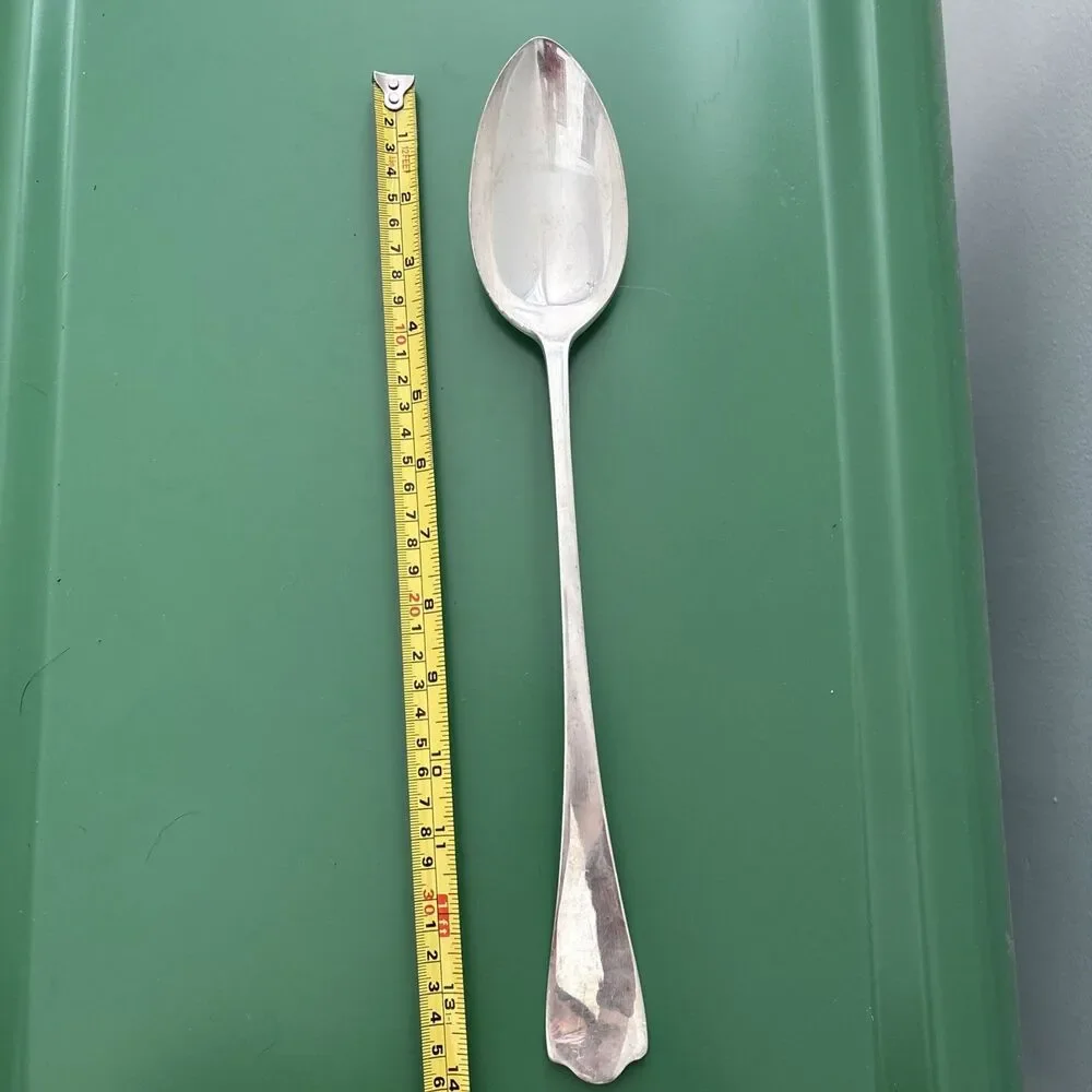 Huge 14 Inch Fiddle & Thread Pattern Basting Silver Plated Serving Spoon